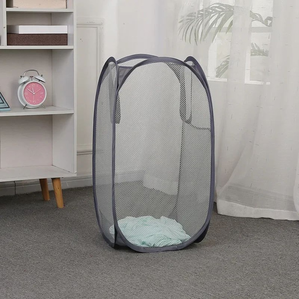 Large Capacity Foldable Laundry Hamper Breathable Mesh Dirty Clothes Basket For Home Travel 2