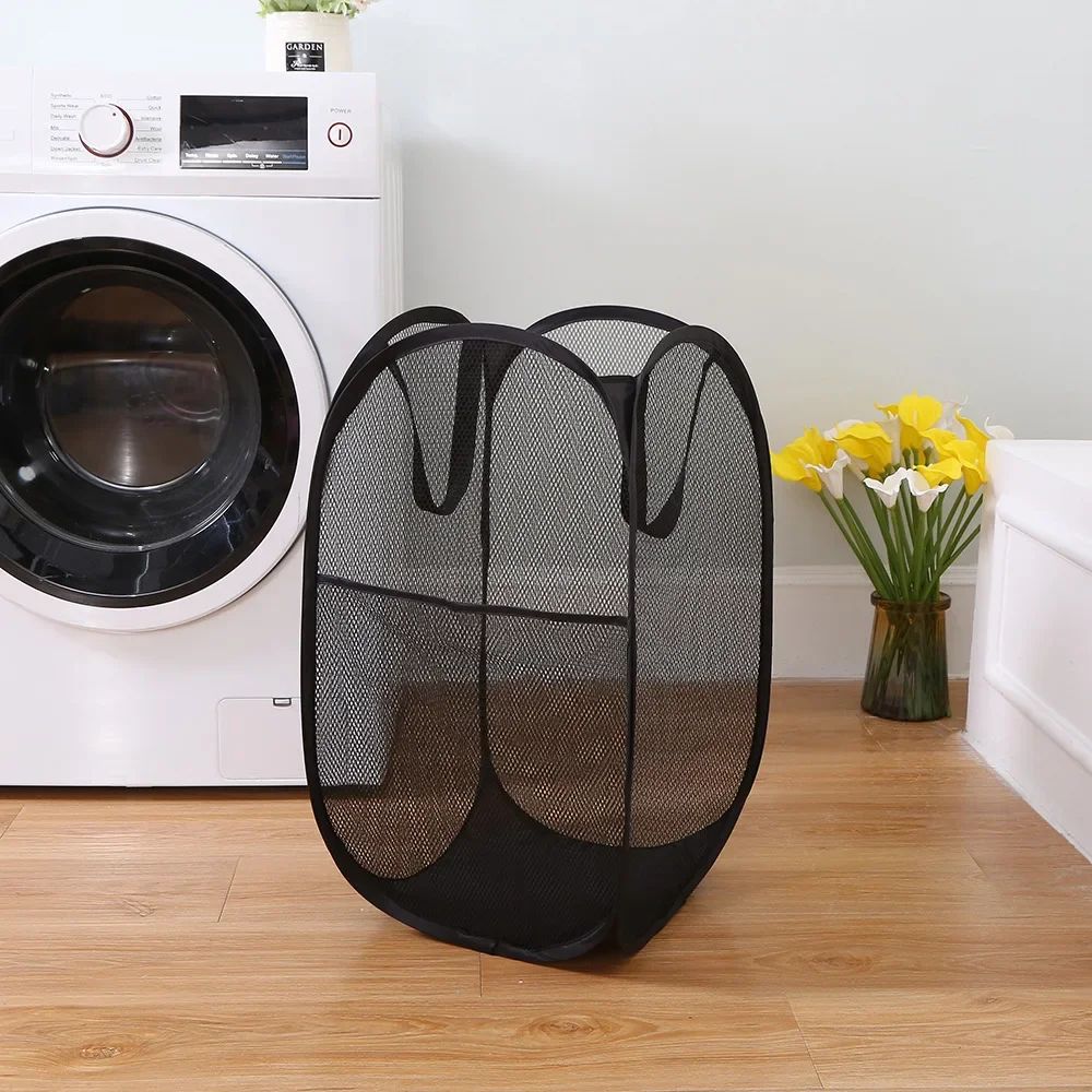 Large Capacity Foldable Laundry Hamper Breathable Mesh Dirty Clothes Basket For Home Travel 5