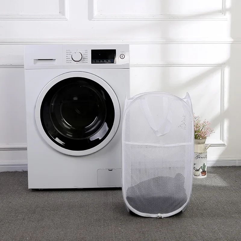 Large Capacity Foldable Laundry Hamper Breathable Mesh Dirty Clothes Basket For Home Travel 8