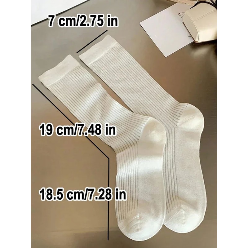 Womens Sheer Knee High Socks Lightweight Sweet Style Stacked Socks For Summer 4 Pairs 4