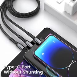 3-in-1 100w fast charging cable with led indicator – usb-c, micro usb & lightning universal charger