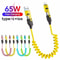 65W 4in1 Spring USB Charging Cable With Fast Charging Support 0