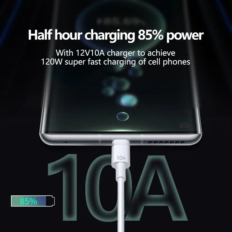 120W USBC Fast Charging Cable 10A Durable HighSpeed Data Power Cable 3