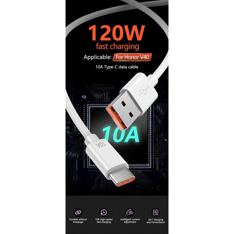120W USBC Fast Charging Cable 10A Durable HighSpeed Data Power Cable 6