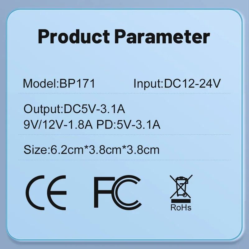 66W Fast Charge MultiPort USB Car Charger With Digital Voltage Display 5