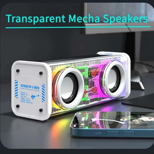 V8 Transparent Mecha Bluetooth Speaker with RGB Bass