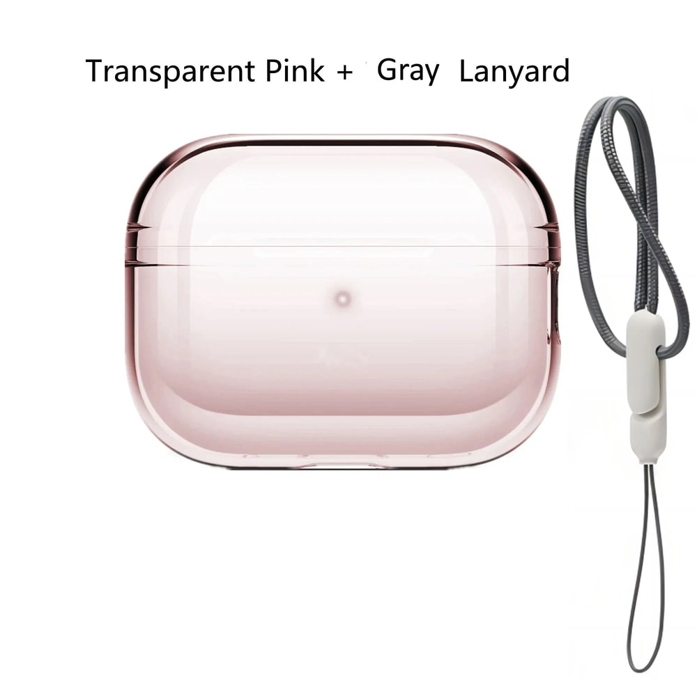Clear Transparent AirPods Pro 2 Protective Case With Lanyard Shockproof Soft TPU Cover 13