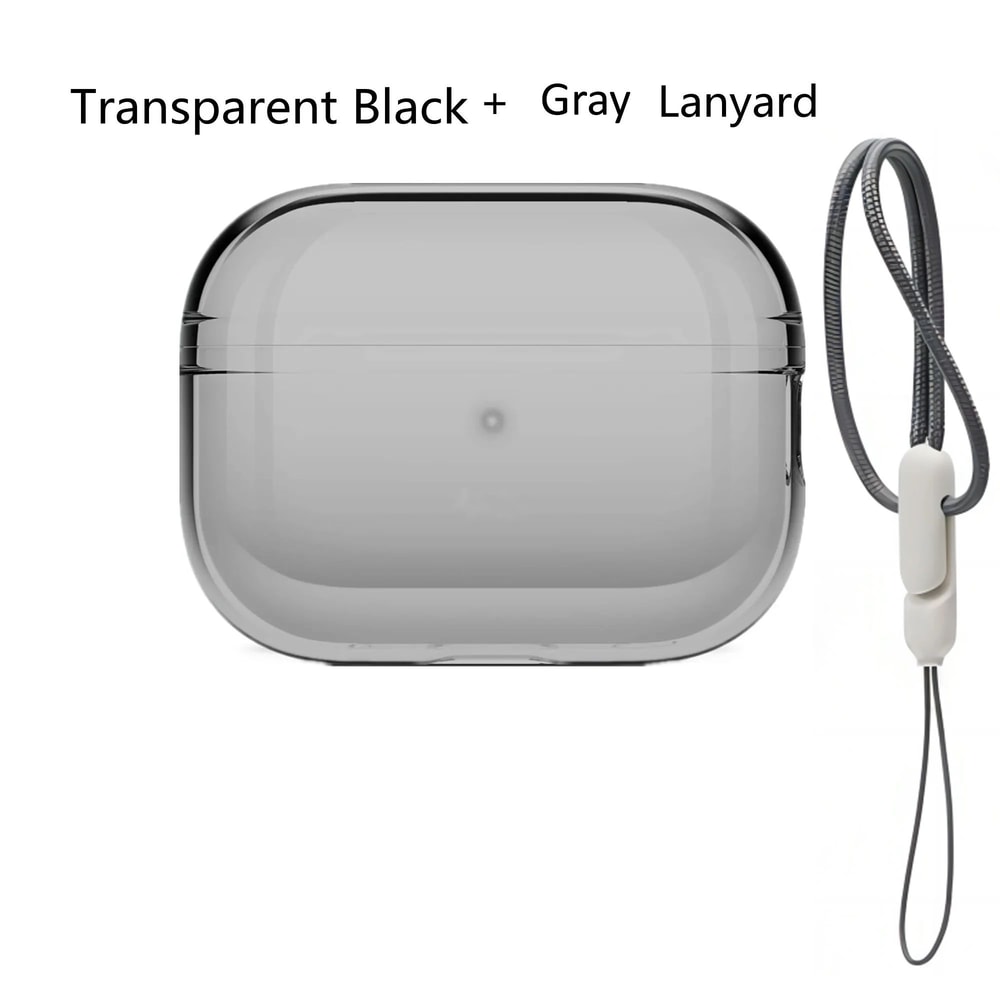 Clear Transparent AirPods Pro 2 Protective Case With Lanyard Shockproof Soft TPU Cover 17