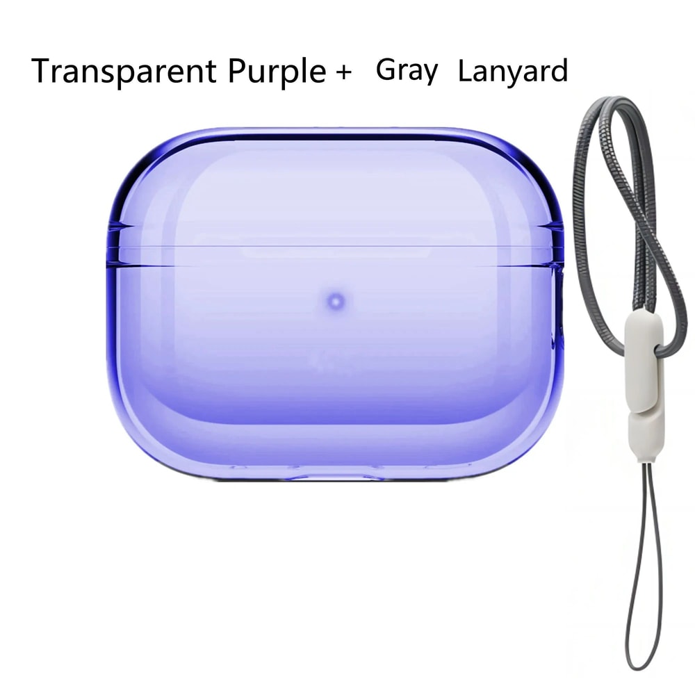 Clear Transparent AirPods Pro 2 Protective Case With Lanyard Shockproof Soft TPU Cover 16