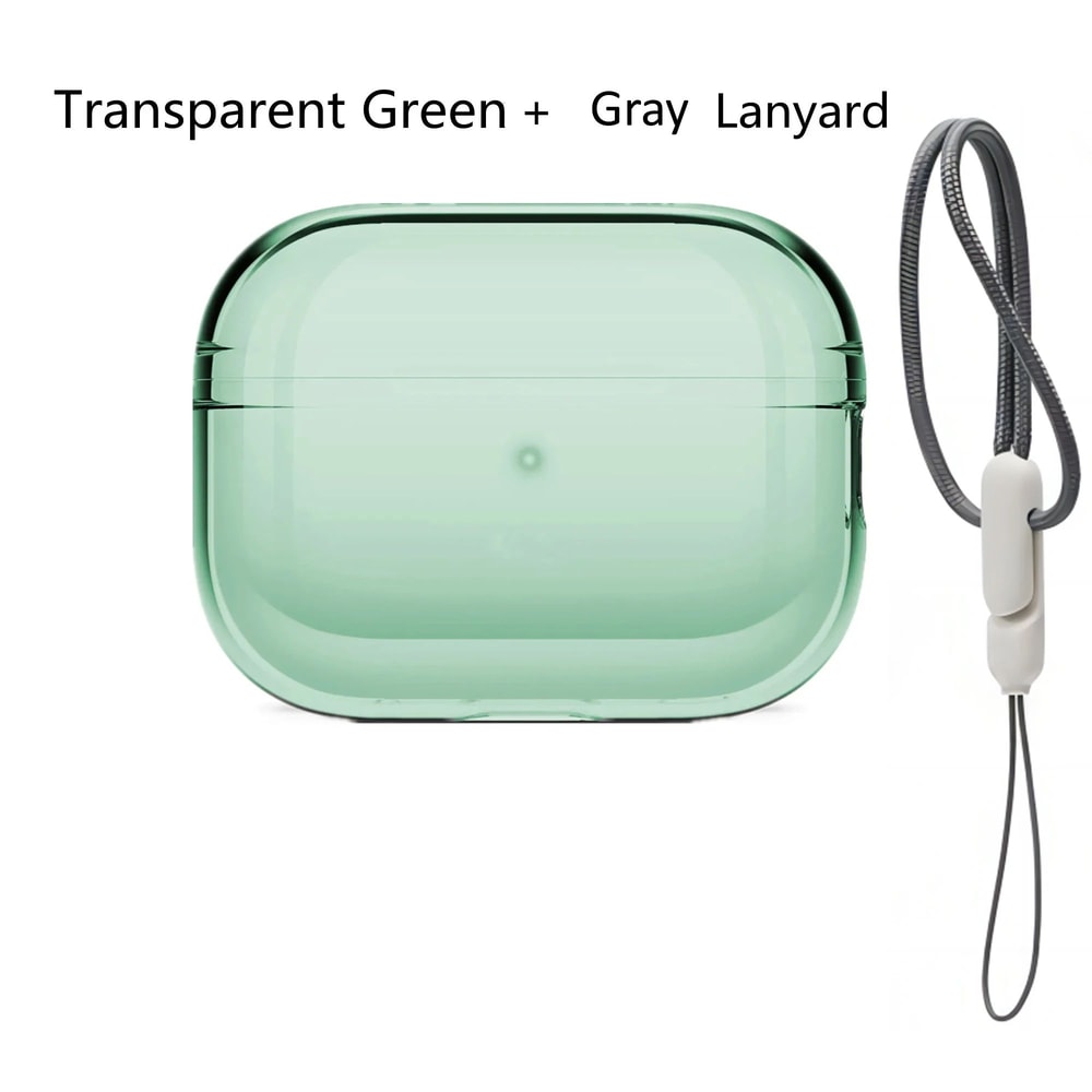 Clear Transparent AirPods Pro 2 Protective Case With Lanyard Shockproof Soft TPU Cover 14