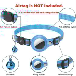 reflective airtag cat collar with bell – adjustable anti-lost pet collar