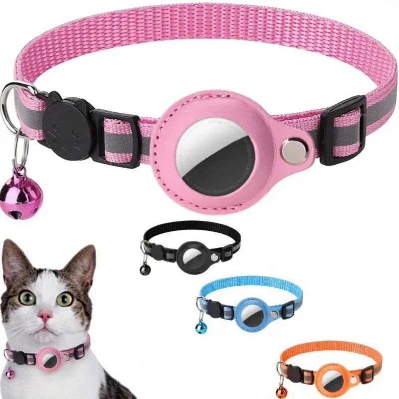 Reflective AirTag Cat Collar With Bell Adjustable AntiLost Pet Collar 5