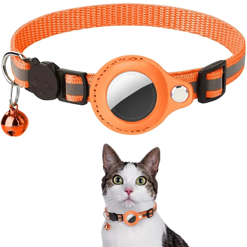 Reflective AirTag Cat Collar With Bell Adjustable AntiLost Pet Collar 6