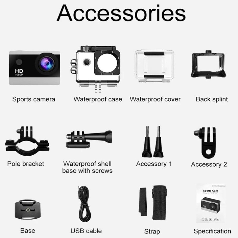 AquaVibe 1080P Waterproof Action Camera With IPS Screen 5