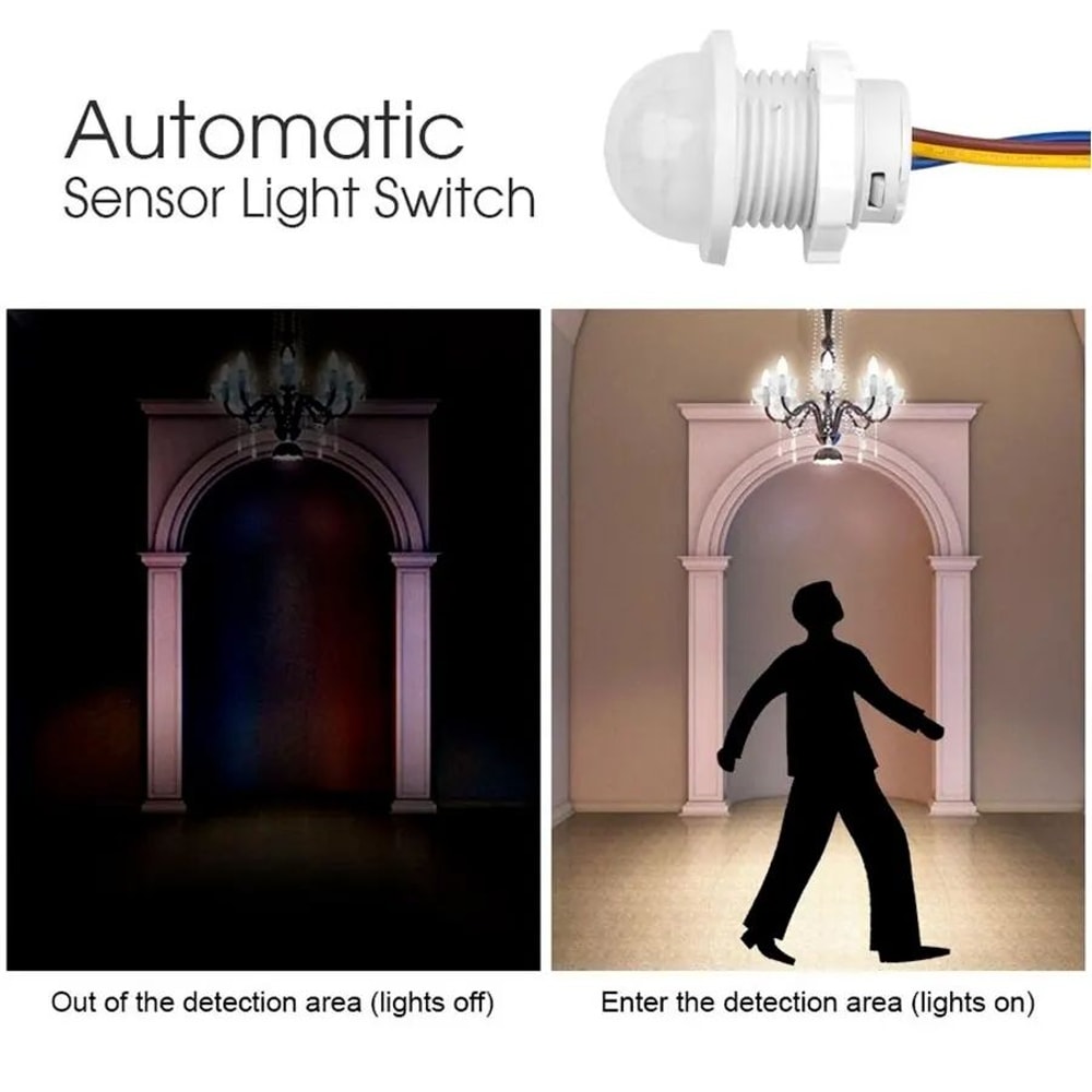 Smart PIR Motion Sensor Light Switch Indoor Outdoor Infrared Auto OnOff 2Pack 1