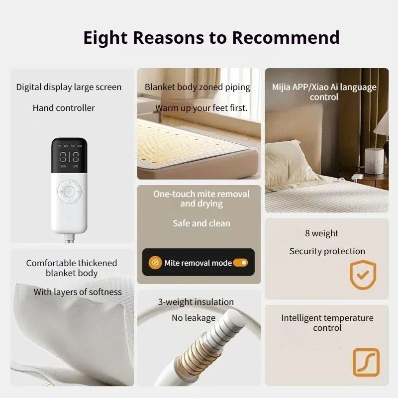 Xiaomi Mijia Premium Electric Heating Blanket Heated Mattress Pad Single 18x08m Winter Bed Warmin 1