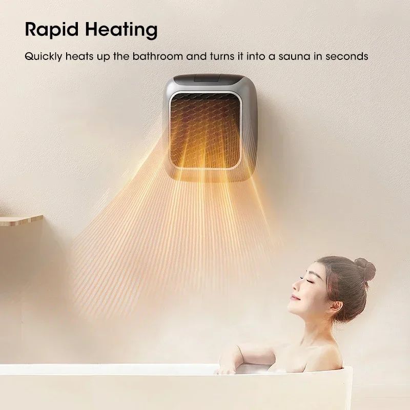 Compact 800W Portable Electric Heater With Remote Control For Bathroom Bedroom 4