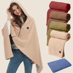 usb heated wearable body warmer shawl – soft electric blanket with zipper & 3 heat levels