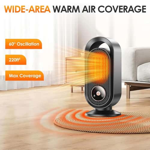 1500W Ceramic Space Heater with Fast 3-Second Warm-Up for Home & Office