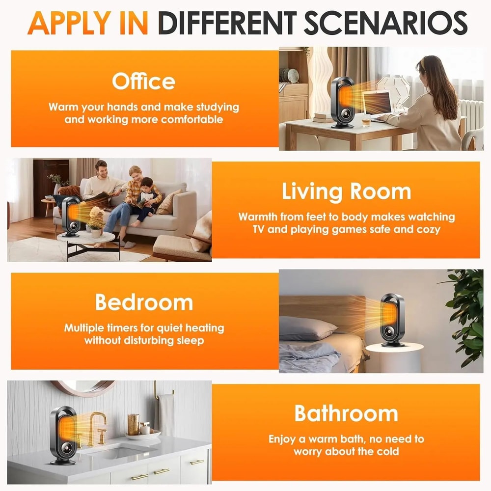 1500W Ceramic Space Heater With Fast 3Second WarmUp For Home Office 5