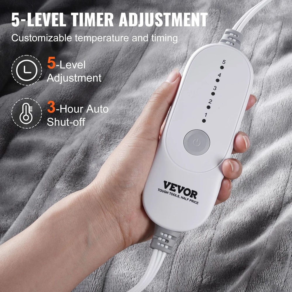 SucceBuy Electric Heated Throw Blanket With Timer Soft Flannel Sherpa Comfort 5 Heat Levels 3