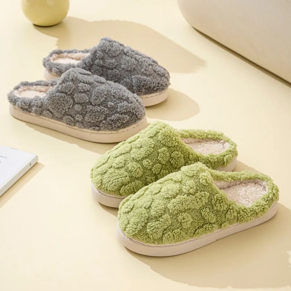 Warm Cotton House Slippers For Women Couples Soft Fluffy Indoor Flat Shoes 5