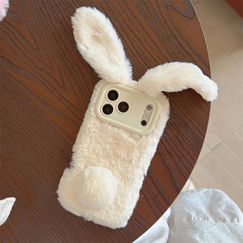 Premium Furry Rabbit Plush Phone Case Cute 3D ShockResistant IPhone Cover 2