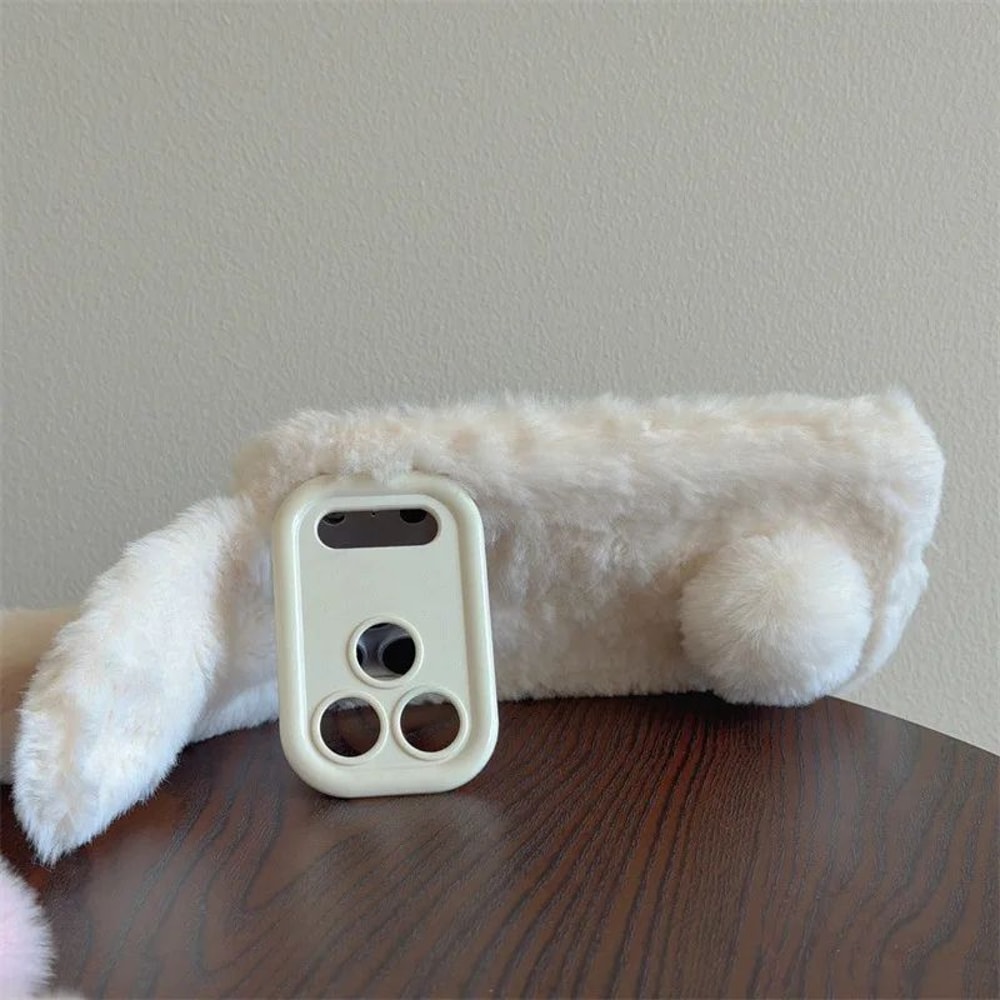 Premium Furry Rabbit Plush Phone Case Cute 3D ShockResistant IPhone Cover 4