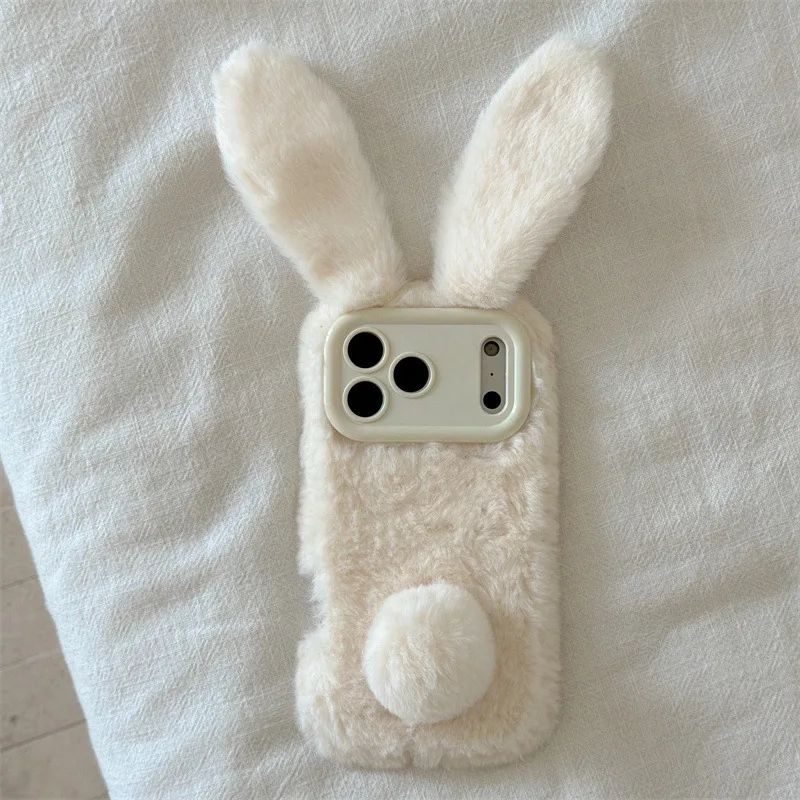 Premium Furry Rabbit Plush Phone Case Cute 3D ShockResistant IPhone Cover 6