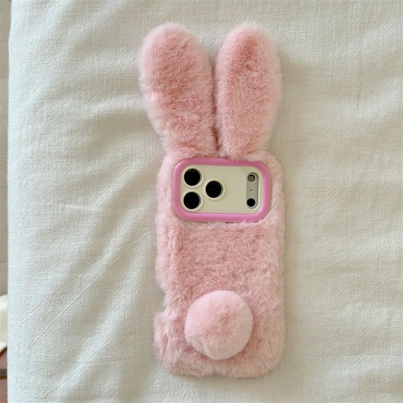 Premium Furry Rabbit Plush Phone Case Cute 3D ShockResistant IPhone Cover 8