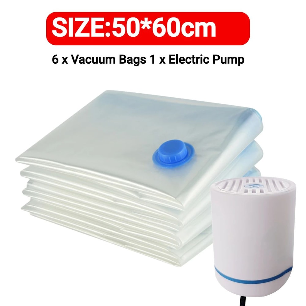 Reusable Vacuum Storage Bags With Mini Electric Sealer SpaceSaving Clothes Organizer 7 Sizes 17