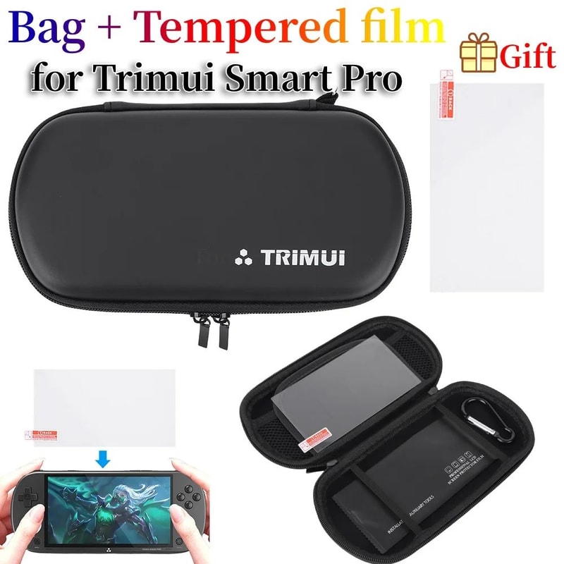 Trimui Smart Pro EVA Hard Carry Case With Waterproof Protection Tempered Glass 0