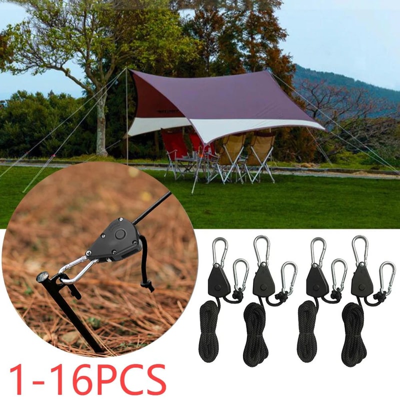 Ultimate Outdoor Tent Ratchet Rope Tensioner Set Adjustable Camping Guyline Pulley System 4