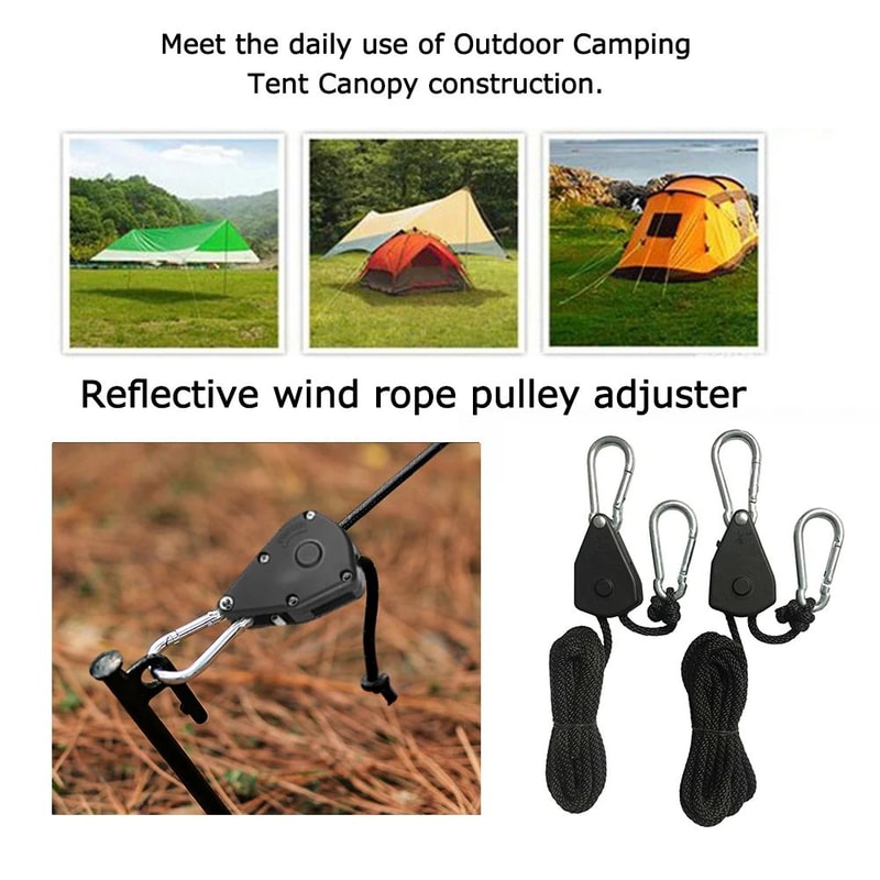 Ultimate Outdoor Tent Ratchet Rope Tensioner Set Adjustable Camping Guyline Pulley System 5