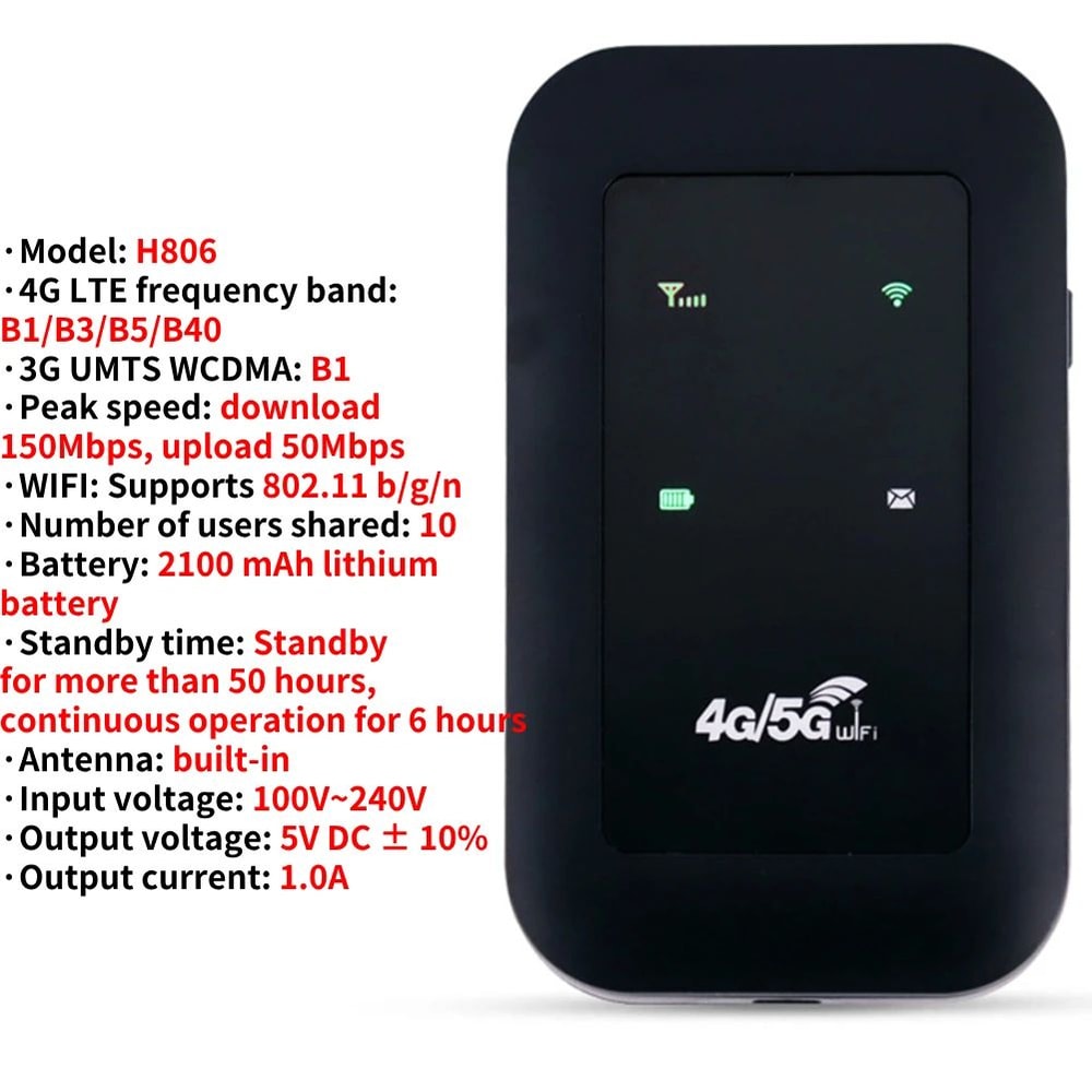 UltraConnect 4G LTE WiFi Router Portable Hotspot With SIM Card Slot Signal Booster 9