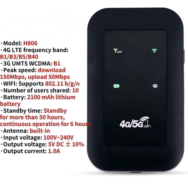 UltraConnect 4G LTE WiFi Router Portable Hotspot With SIM Card Slot Signal Booster 9