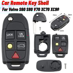 volvo 5-button flip key case replacement for s60, s80, v70 & xc90