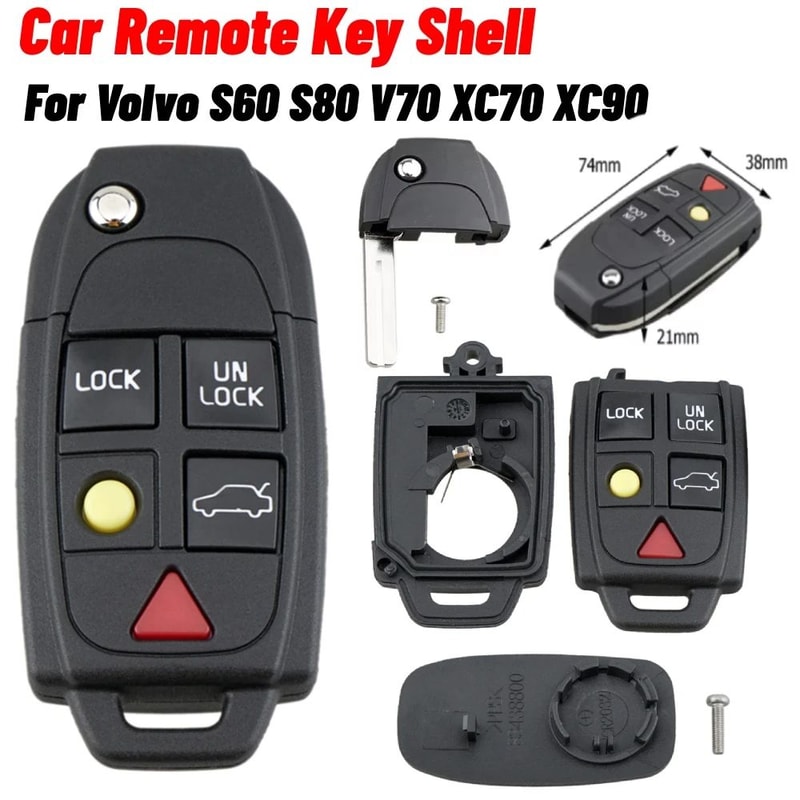 Volvo 5Button Flip Key Case Replacement For S60 S80 V70 XC90 0
