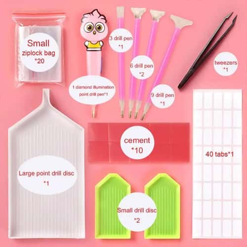 DIY Diamond Painting Tool Kit with 5D Embroidery Pen, Tweezers & Glue – Precision Accessories Set