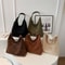 Vintage Suede Hobo Shoulder Bag Large Capacity Retro Work Tote For Women 0