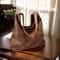 Vintage Suede Hobo Shoulder Bag Large Capacity Retro Work Tote For Women 4