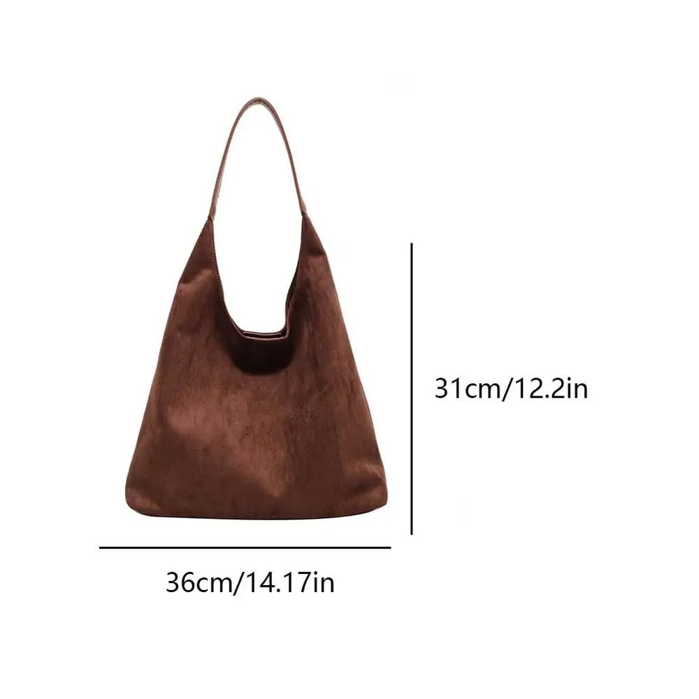Vintage Suede Hobo Shoulder Bag Large Capacity Retro Work Tote For Women 1