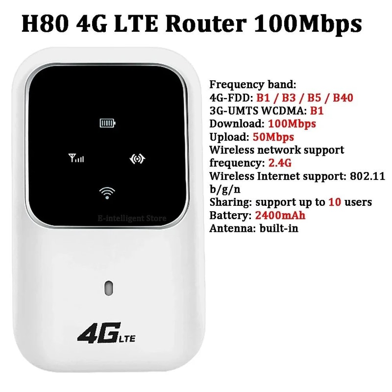 4G Pocket WiFi Router With SIM Card Slot Portable Mobile Hotspot 150Mbps Wireless Modem 8