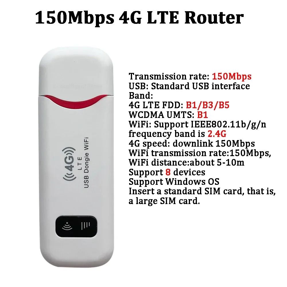 4G Pocket WiFi Router With SIM Card Slot Portable Mobile Hotspot 150Mbps Wireless Modem 11
