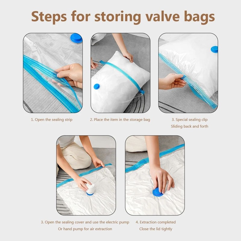 6Piece Vacuum Storage Bags With Electric Pump SpaceSaving Compression Bags For Clothes Bedding 5
