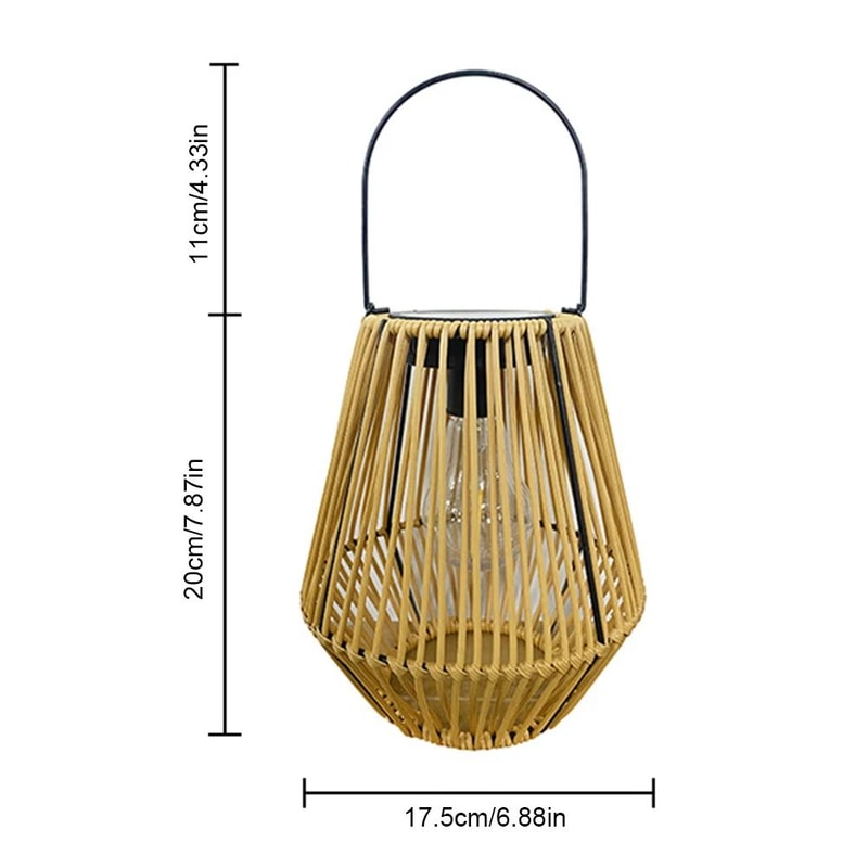 Solar Rattan Outdoor Lantern With Handle Waterproof Hanging Standing Garden Light 1
