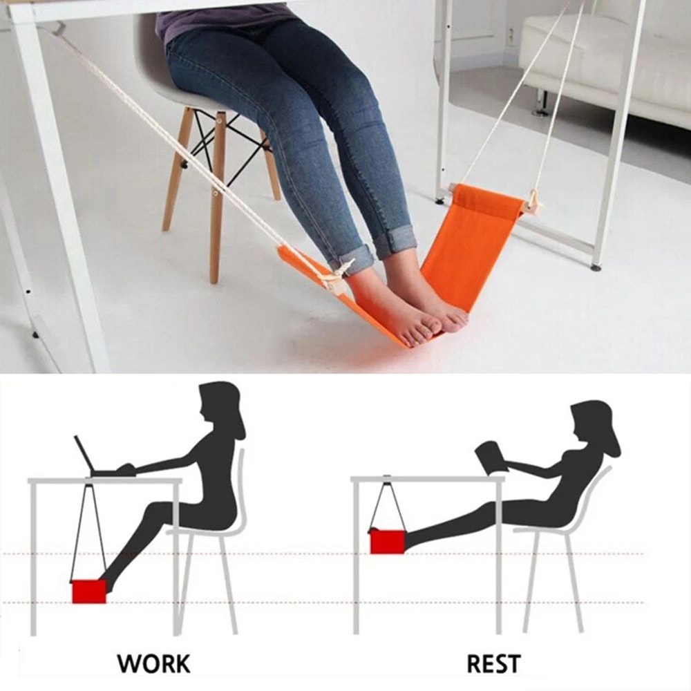 Portable UnderDesk Foot Hammock Adjustable Footrest For Office Home 0