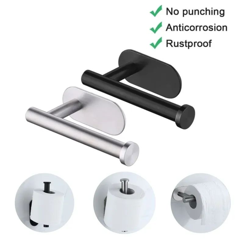NoDrill Stainless Steel WallMounted Toilet Paper Holder 0