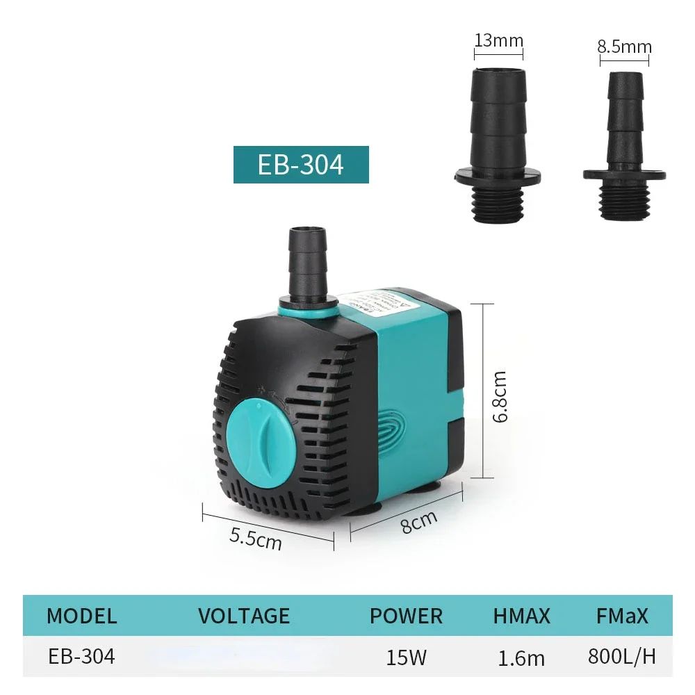 UltraQuiet Submersible Aquarium Water Pump With Filter 3W25W 8