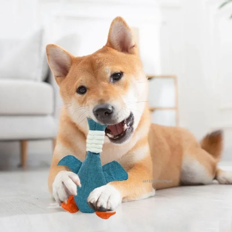 Wild Goose Squeaky Dog Cat Chew Toy BiteResistant Teeth Cleaning Interactive Pet Toy 0